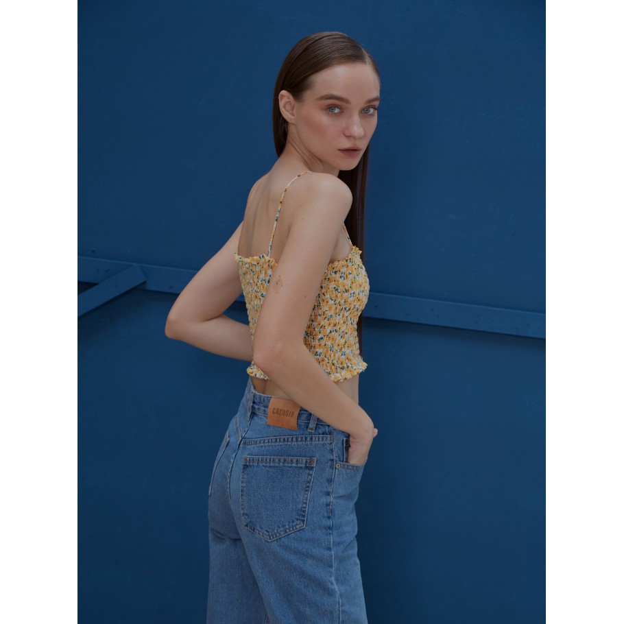 COCO SIN - Áo 2 Dây Nhún Hoa Vàng | BigBuy360 - bigbuy360.vn