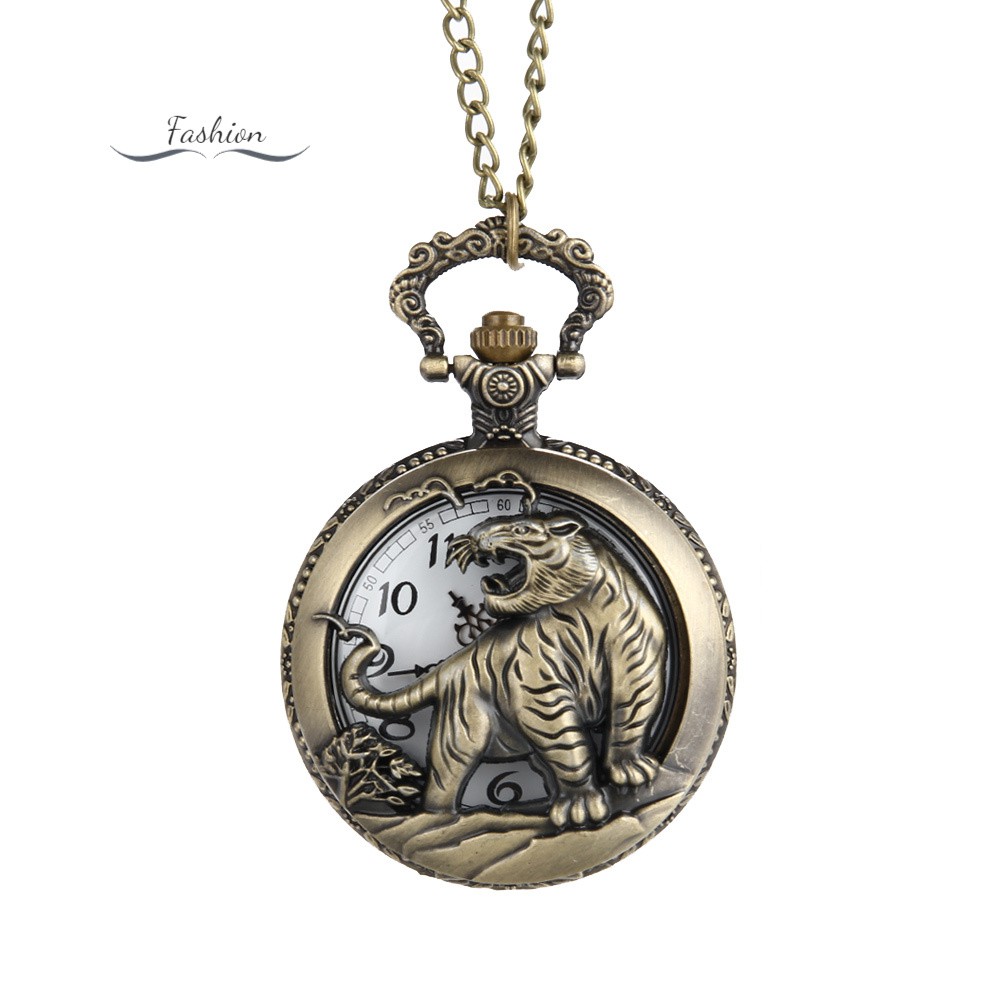 VN (Hàng Mới Về) Đồng Hồ Quả Quýt Bỏ Túi Khắc Hình Con Hổ Phong Cách Trung Hoa Cổ Điển