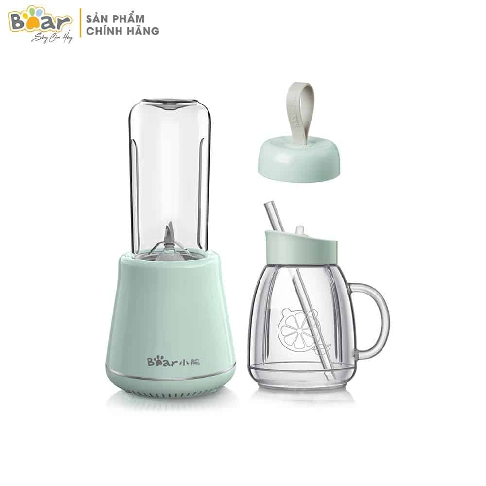 [BEAR CHÍNH HÃNG]Máy xay sinh tố cầm tay Bear dung tích 1L LLJ-D04A1 màu xanh mint kèm 2 bình thủy tinh+ống hút tiện lọi