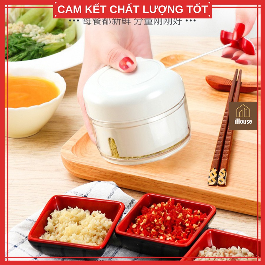 Máy xay tỏi ớt đa năng tiện lợi, Dụng cụ xay ớt tỏi giật bằng tay mini Food Chopper loại tốt iHouse