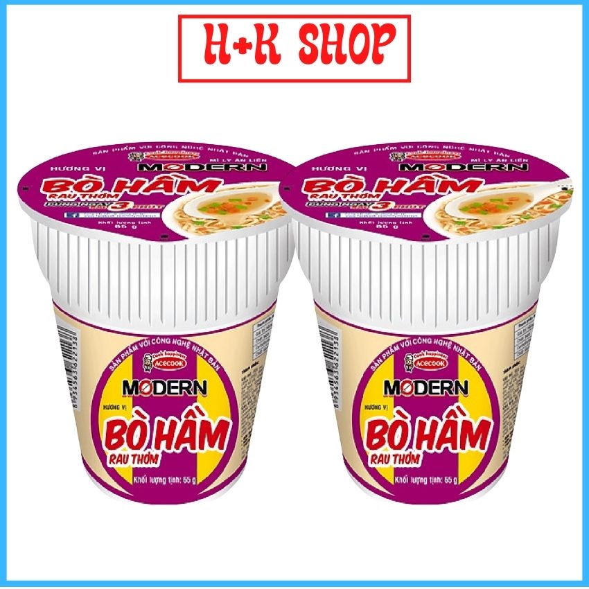 Mì Modern 3 hương vị lẩu thái tôm, Bò hầm, Thịt xào thùng 24 ly 67g-Bách hóa.HK24