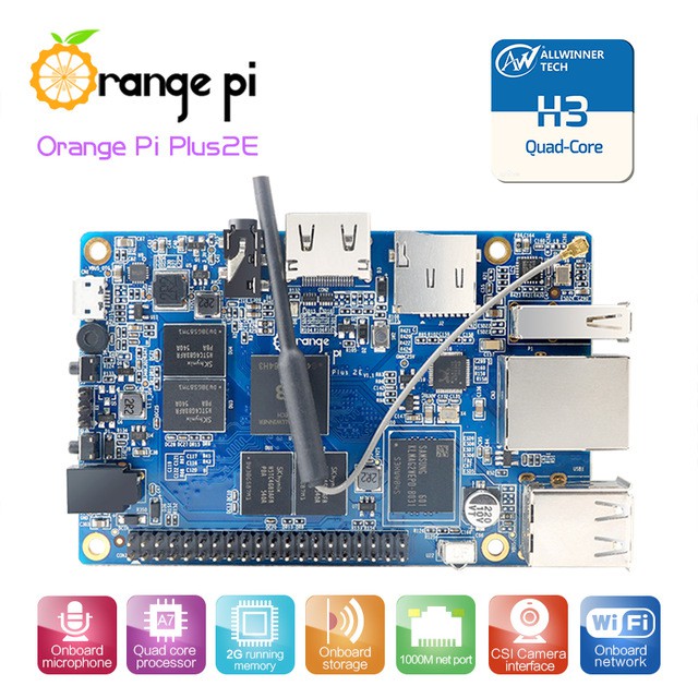 Máy tính nhúng Orange Pi Plus 2E ARM Cortex A7, RAM 2GB DDR3