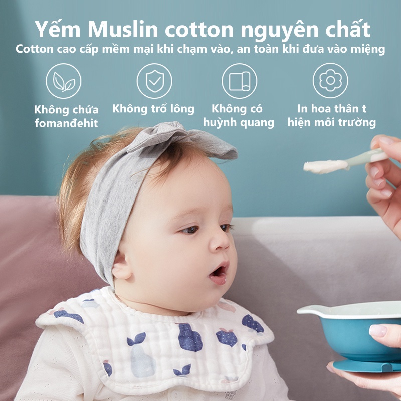 Yếm ăn dặm Cho Bé Xoay 360 độ như Cánh Hoa Siêu Mềm & Thấm Hút tốt QBI