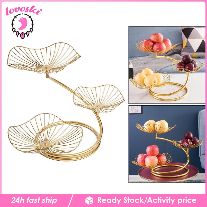 Giá đỡ trái cây 3 tầng hình lá sen bằng sắt