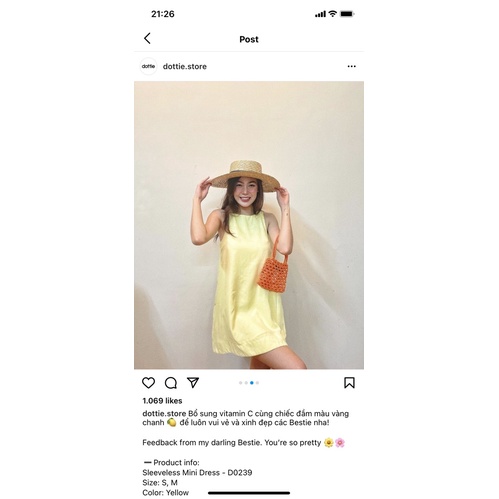 Đầm vàng linen | Dottie | Size S