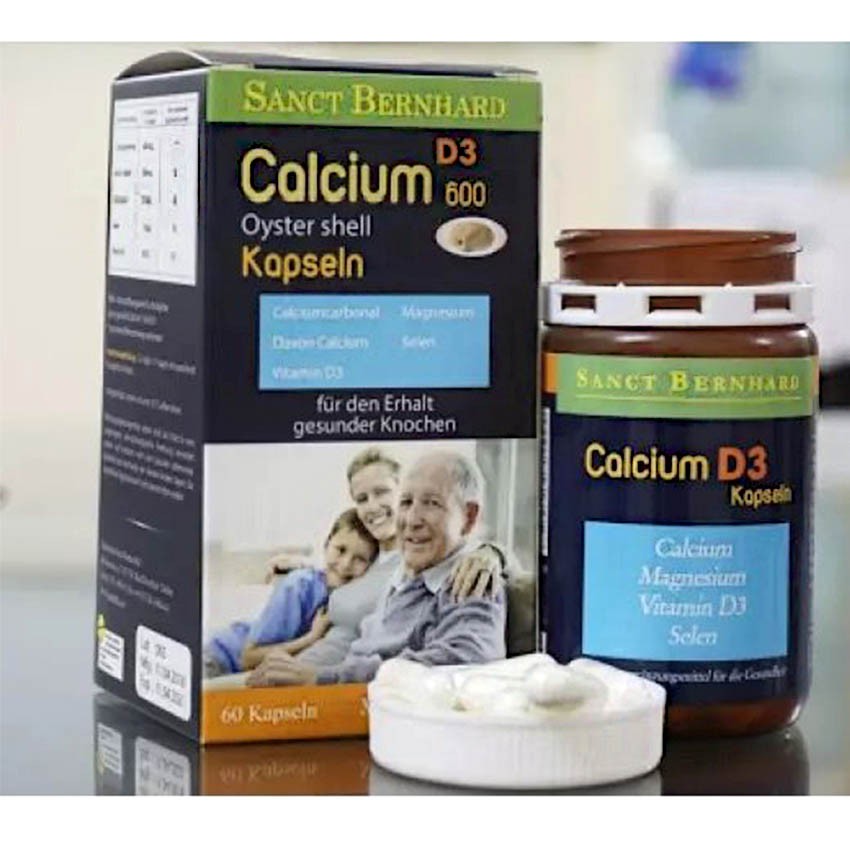 Calcium 600 D3 Oyster shell - Hộp 60 viên uống, Bổ sung canxi cho bà bầu, người cao tuổi, trẻ em thời kỳ phát triển