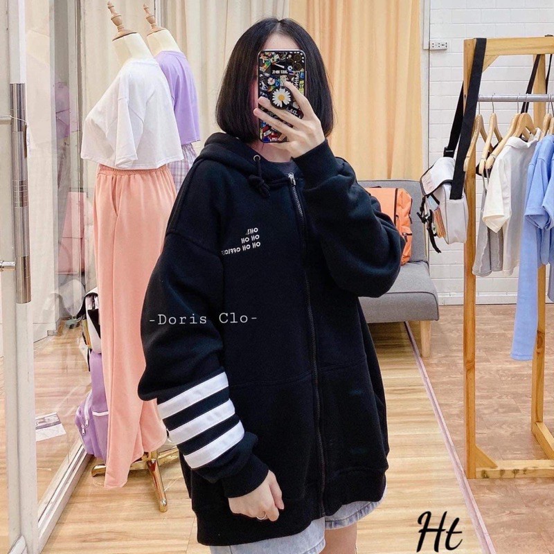 Áo khoá ba sọc ngang tay ho HT1121