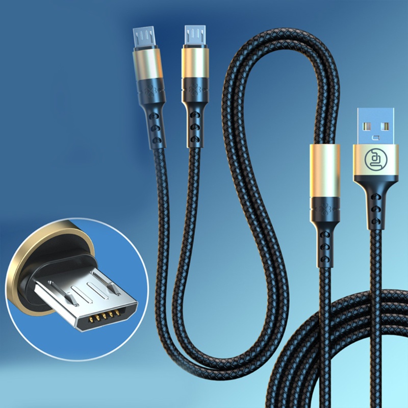 Dây Cáp Sạc Nhanh 2 Trong 1 Hai Đầu Micro USB Dài 1.5M Cho Điện Thoại / Máy Tính Bảng