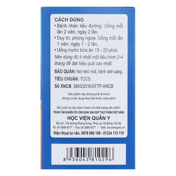 Thanh Đường Gamosa - Thảo Dược Cho Người Bệnh Tiểu Đường sản phẩm của học viện quân y  [Chính hãng]