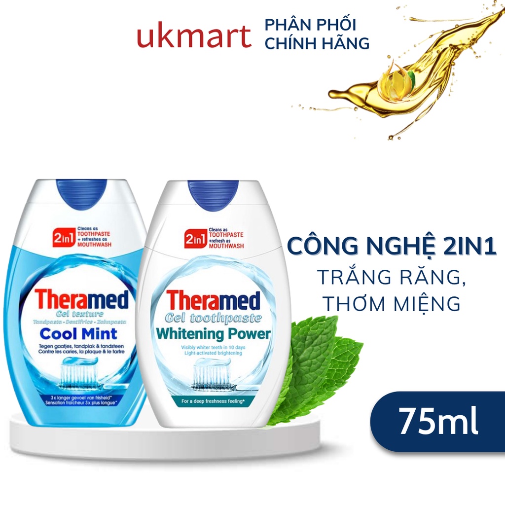 Kem Đánh Răng Theramed 2in1 Anh 75ml (Cool Mint và Whitening Power)