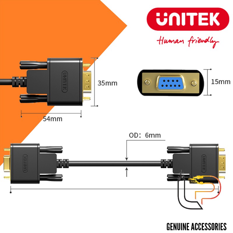 CÁP RS232 NỐI DÀI UNITEK Y-C 706ABK - CÁP COM 9 NỐI DÀI UNITEK Y-C 708ABK