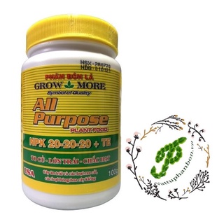 Phân bón lá grow more npk 20-20-20+te - #376a# 100g