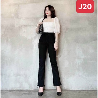 Sale! Quần jean nữ ống loe lưng cao, quần bò loe nhẹ ống suông cao cấp J20