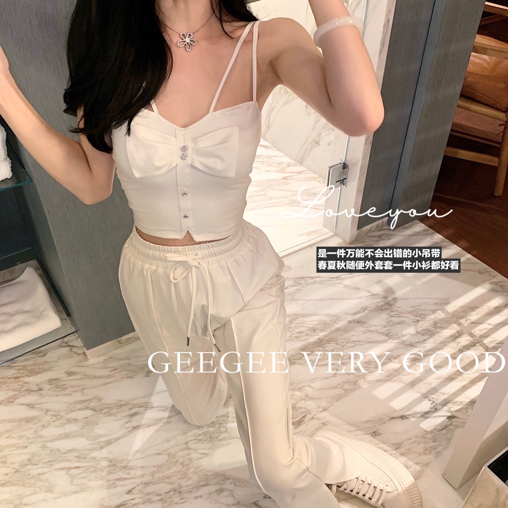 【ZHELIHANGFEI】 / Niche Áo Hai Dây Nhỏ Nhắn Thắt Nơ Bên Trong Thời Trang Mùa Xuân Dành Cho Bạn Nữ