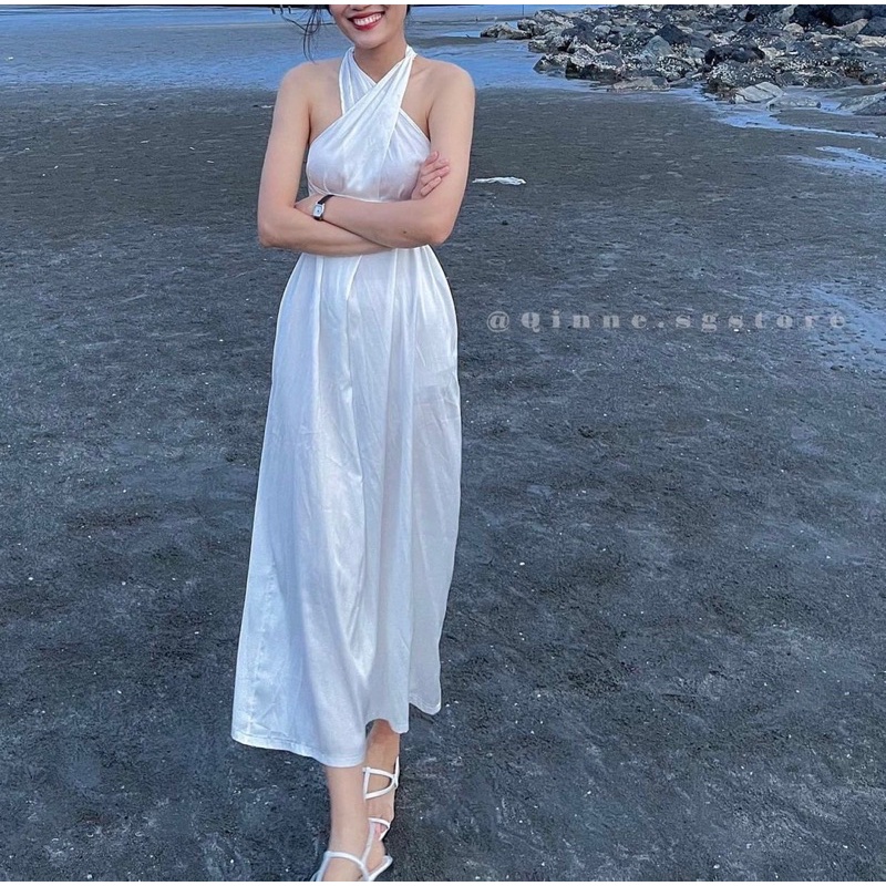 VÁY LỤA SATIN HỞ LƯNG SIÊU ĐẸP
