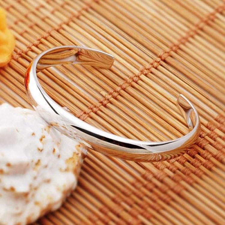 Vòng tay mạ bạc 925 chữ C trơn Ula shop đơn giản thanh lịch cho nữ VT3