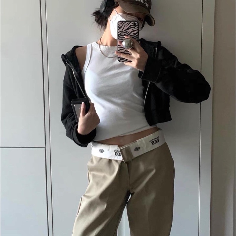 Quần gấp cạp thời trang phong cách Jennie BlackPink