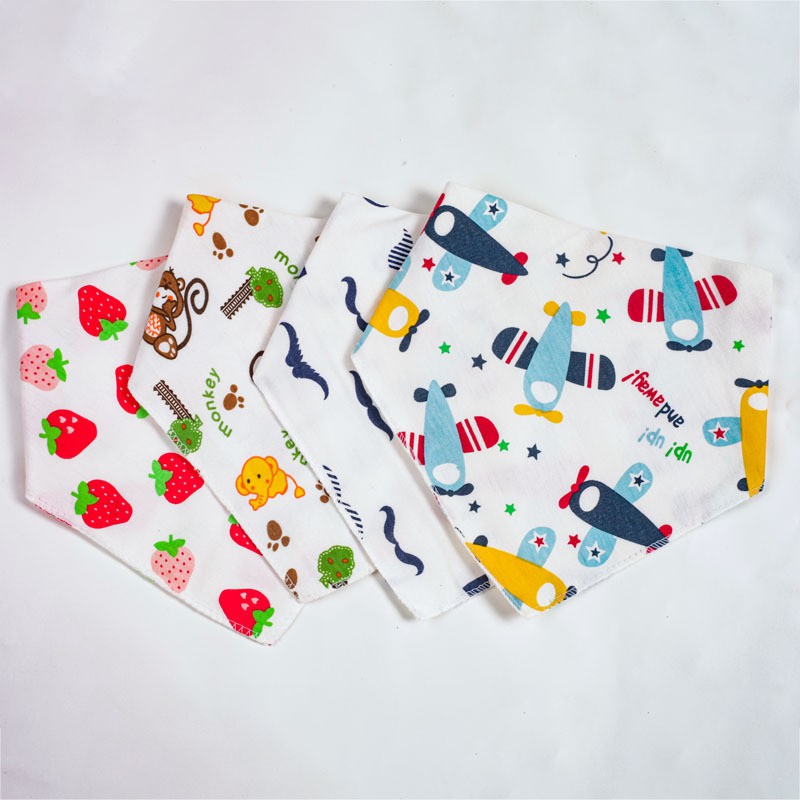 Yếm Trẻ Em 100% Cotton 2 Mặt Hình Tam Giác Hoạt Hình Dễ Thương