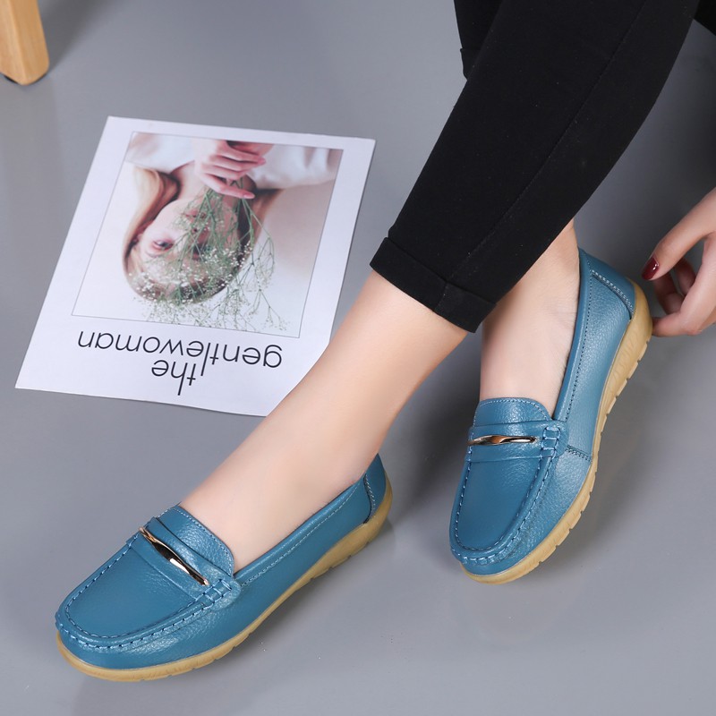 【bán như tôm tươi】Giày thủ công nữ làm bằng da bò thời trang Giày lười giày bệt bơm giày nữ đi làm trí tuệ và thanh lịch | BigBuy360 - bigbuy360.vn