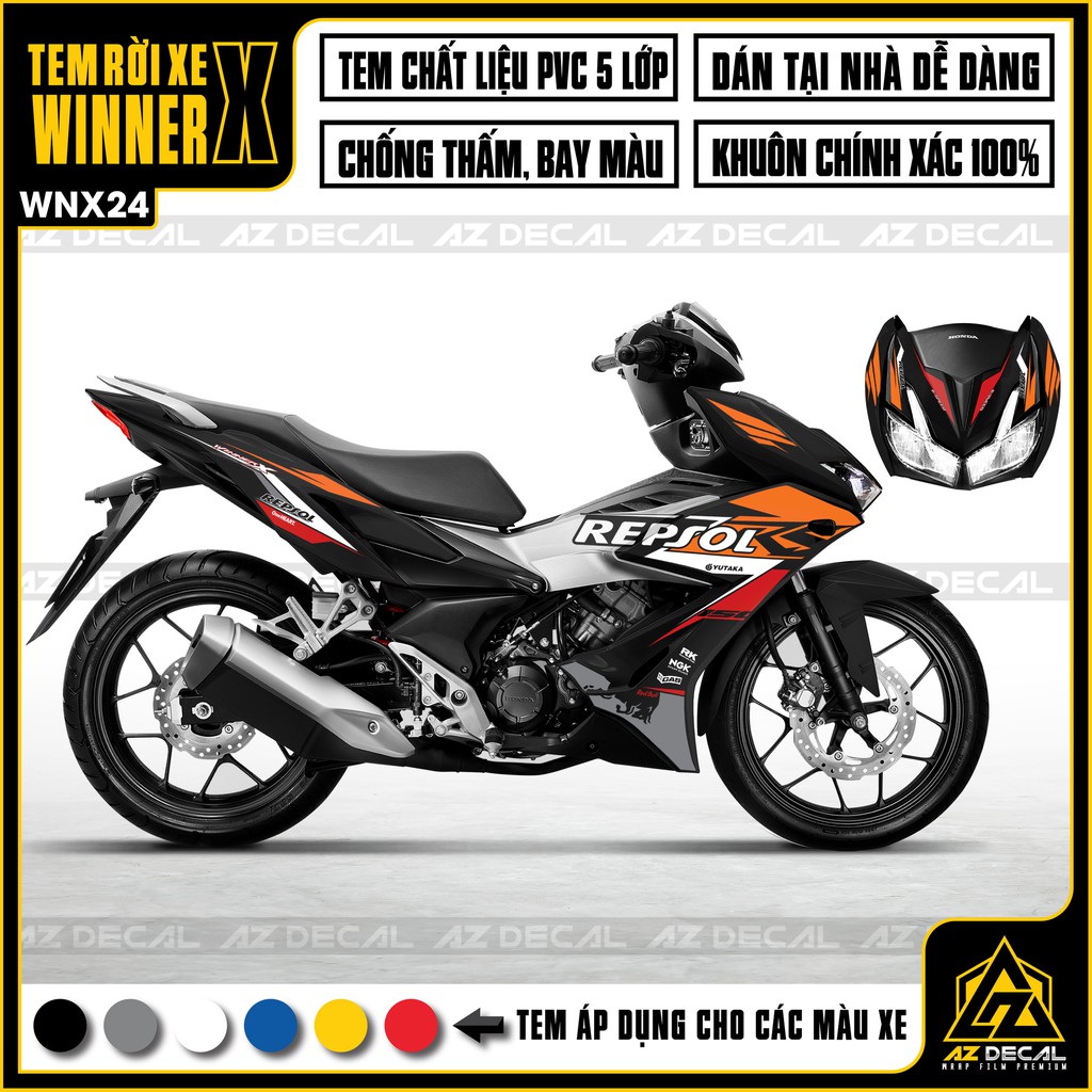 Tem repsol xe winner X, Nhiều mẫu phù hợp màu xe | WNX24| Tem rời PVC chống nước, chống bay màu, dễ dán tại nhà