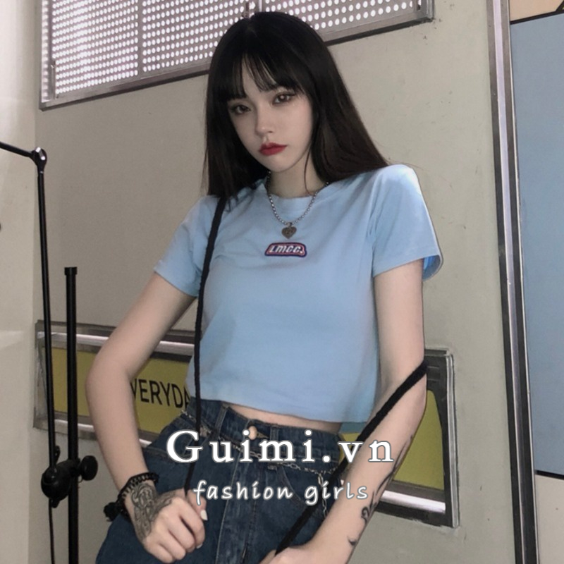 NZN Áo thun NZN ngắn tay cổ tròn thời trang Hàn Quốc cho nữ