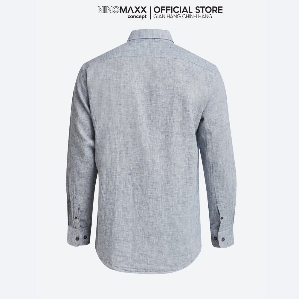 NINOMAXX Áo Sơ Mi Nam dài tay dáng slim fit vải lanh pha cotton nhiều màu 1811007