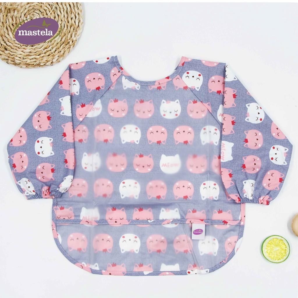 Áo Yếm Máng Dài Tay Cotton Chống Thấm Nước Mastela Cho Bé Tập Ăn, Tập Vẽ  Size Từ 6-36M, Nhiều Hoạ Tiết Đáng Yêu