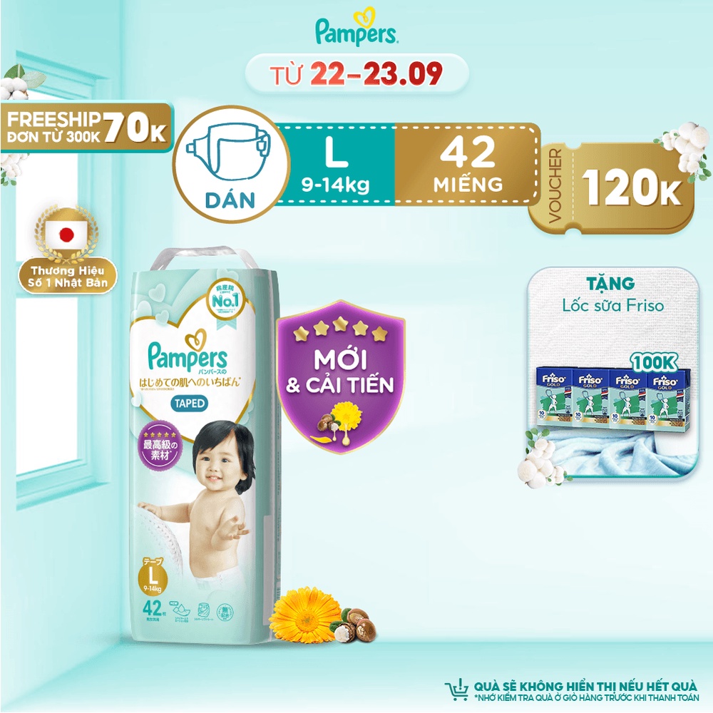 Tã Dán Pampers Nội Địa Nhật Bản NB66+4/S60+4/M48+4/L40+2