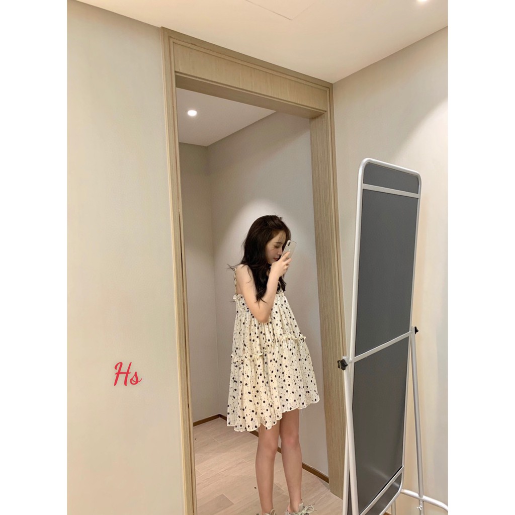 Váy 2 dây hoa nhí 🍉đầm babydoll 2 dây có họa tiết bông hoa nhỏ chất liệu vải co giãn nhẹ thiết kế theo style tiểu thư | BigBuy360 - bigbuy360.vn