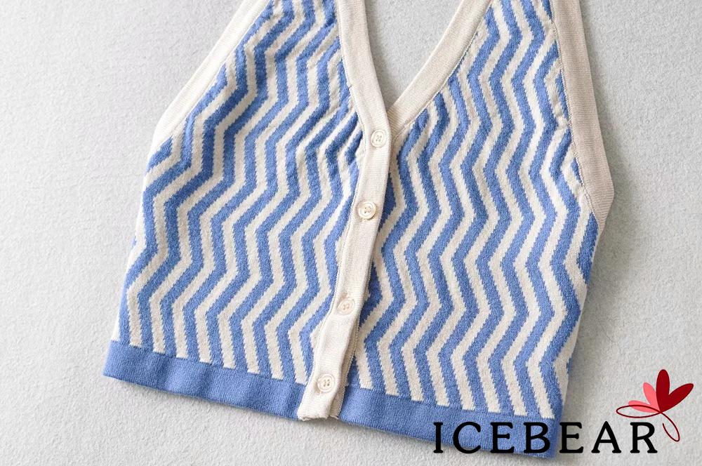 Áo Dệt Kim Nữ Không Tay Cổ Chữ V Viền Cổ Lượn Sóng | BigBuy360 - bigbuy360.vn