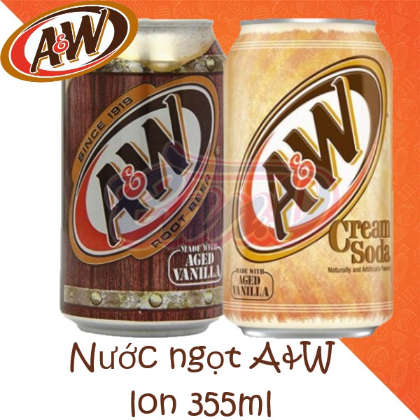 (2 vị) Nước ngọt A&W lon 355ml