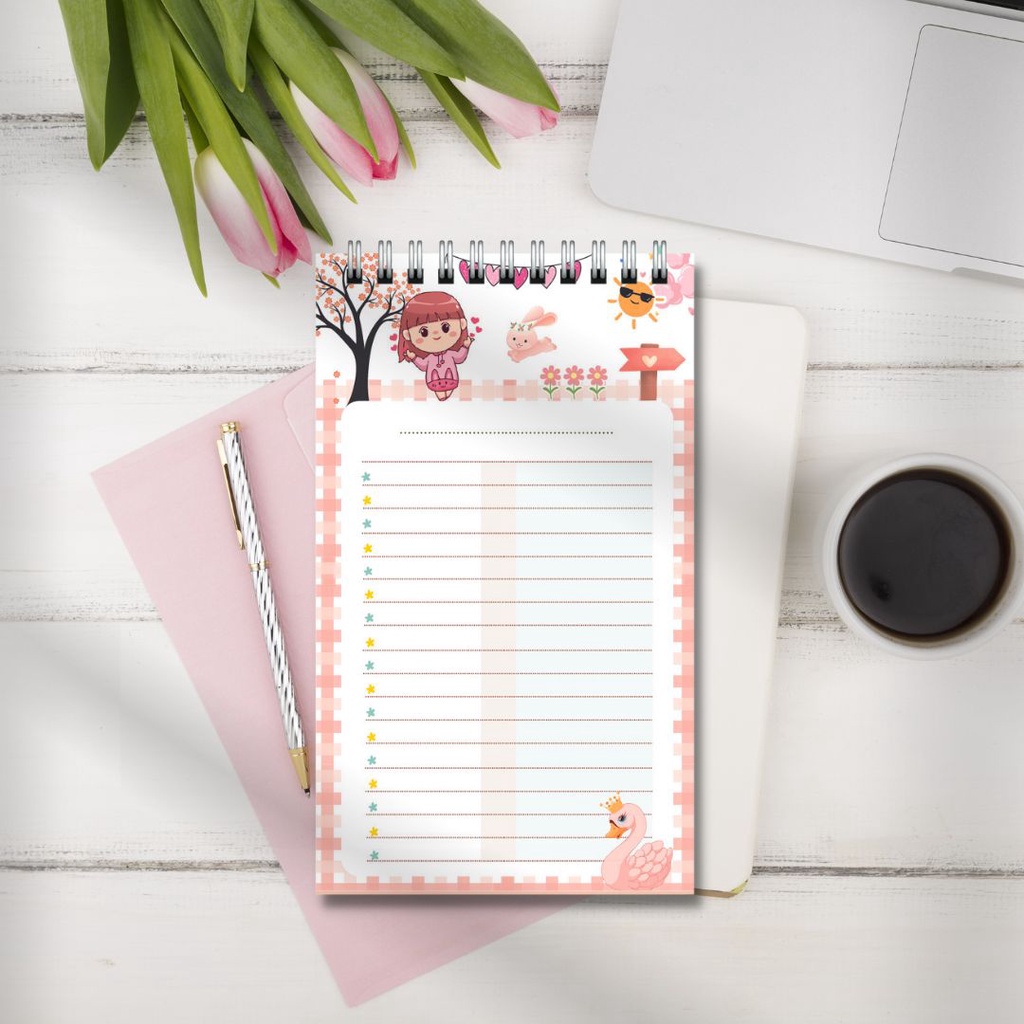 Sổ tay ghi chép từ vựng, lập kế hoạch lịch trình tiện lợi, có thể xé rời size 14.5x10cm màu hồng