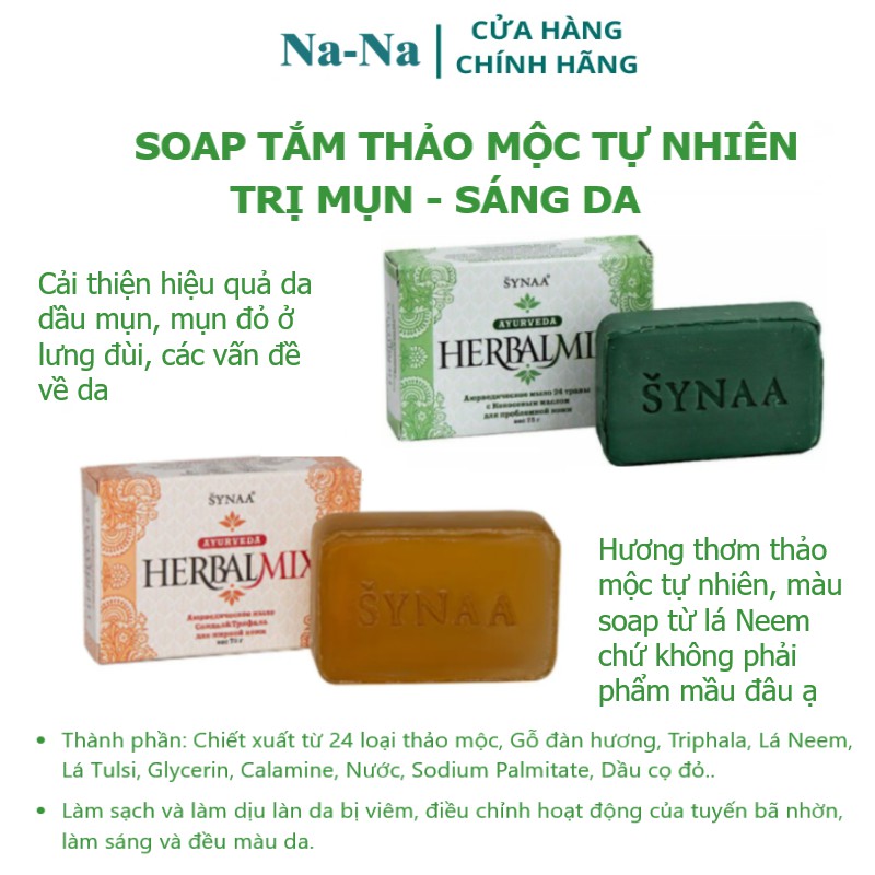 Soap tắm thảo mộc Ấn Độ HERBALMIX cho da dầu mụn giúp cải thiện các vấn đề về da như mụn lưng, đùi, viêm lỗ chân lông