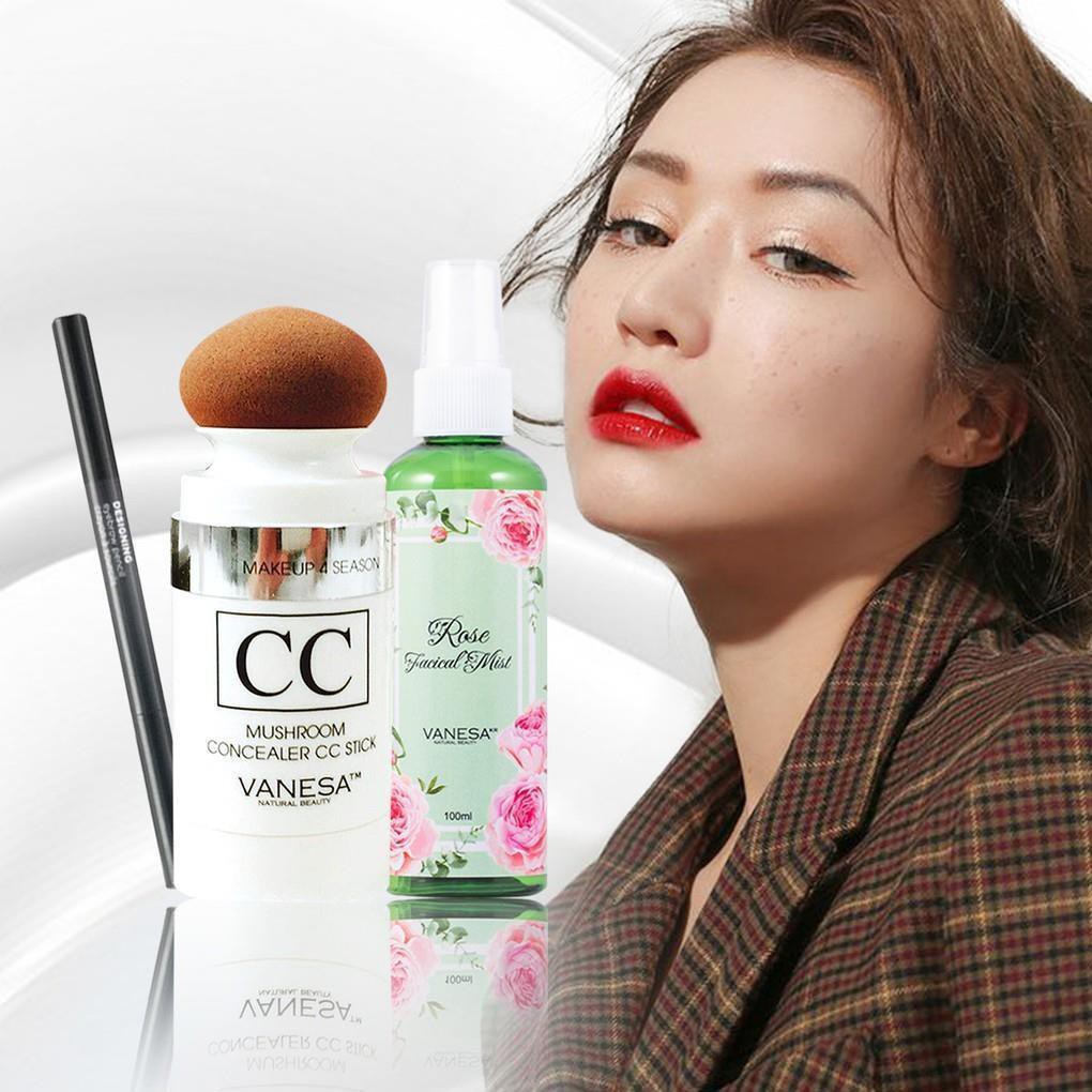 [Combo hấp dẫn] Kem nền CC cream + Toner xịt khoáng  2 in 1 + Chì kẻ mày