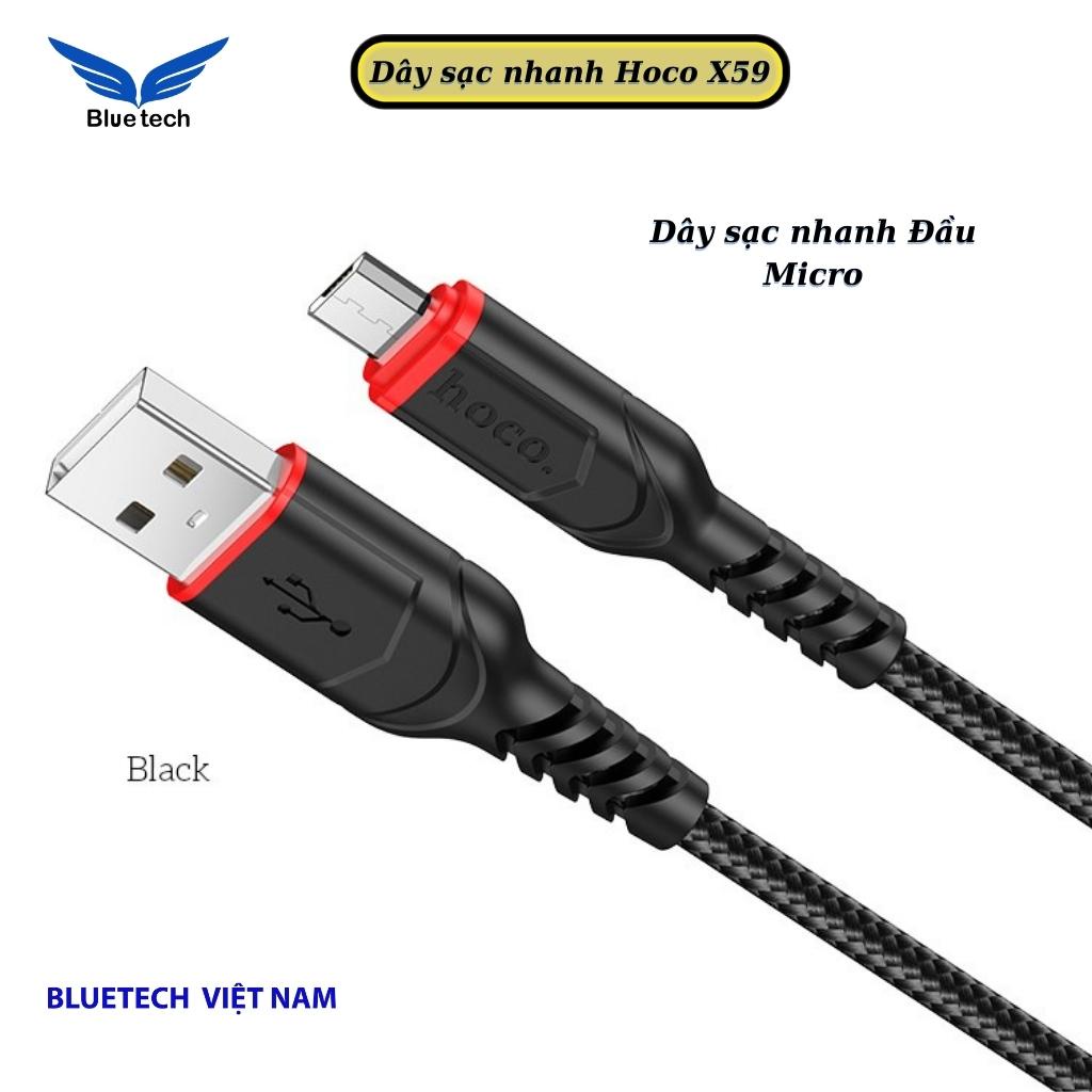 Dây sạc nhanh Hoco X59 dây dù sợi to siêu bền, Dây cáp truyền tải dữ liệu dài 1m các dòng điện thoại - Bluetech