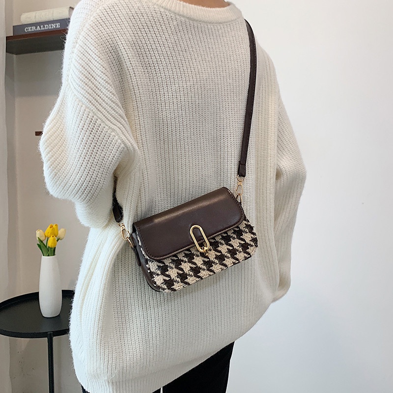 Túi đeo chéo vai IELGY họa tiết houndstooth thời trang hàn quốc