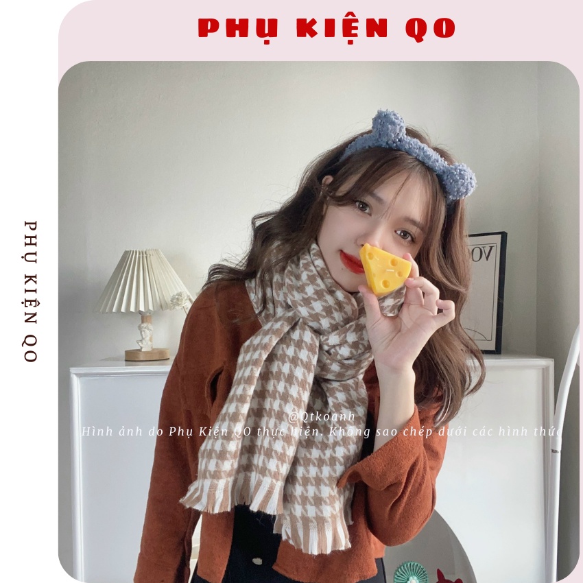 [FREESHIP đơn từ 0đ] Khăn dạ kẻ trám xinh xắn dành cho bạn gái K08