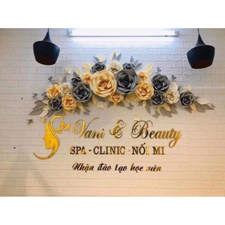Sét hoa giấy trang trí tiệm nail mi spa . Tông xám , kem , trắng