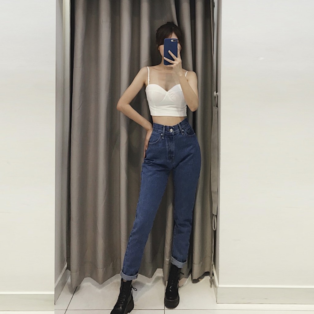 Quần mom jean lưng cao - High Waisted Mom Jeans