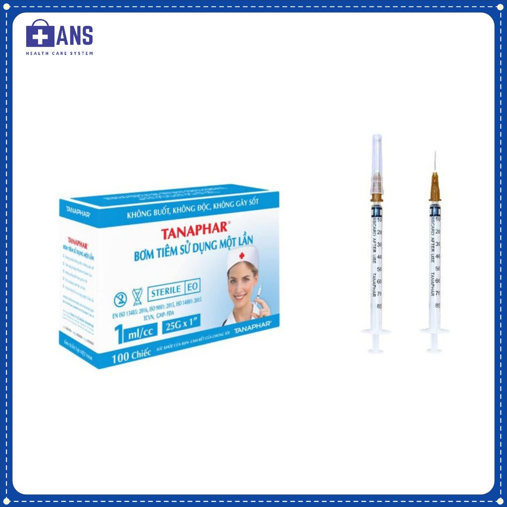 Bơm kim tiêm tiệt trùng TANAPHAR 1ml, 3ml, 5ml, 10ml