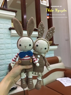 Thỏ len móc bằng len jean nhập khẩu