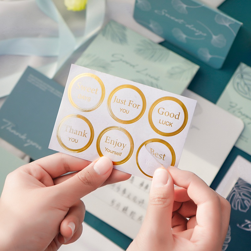 Set 6 thiệp chúc mừng năm mới họa tiết cây xanh đơn giản