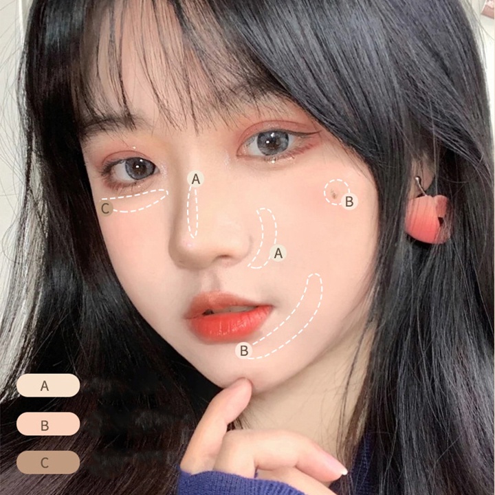 Bảng Kem Che Khuyết Điểm 3 Màu Sắc Tự Nhiên / Che Phủ Lỗ Chân Lông Lâu Trôi Hiệu Quả