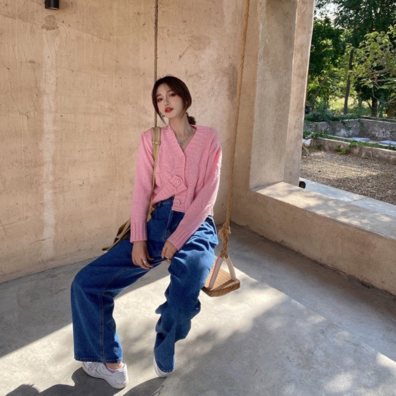 Áo len IELGY cổ chữ V màu kẹo ngọt thời trang cho nữ