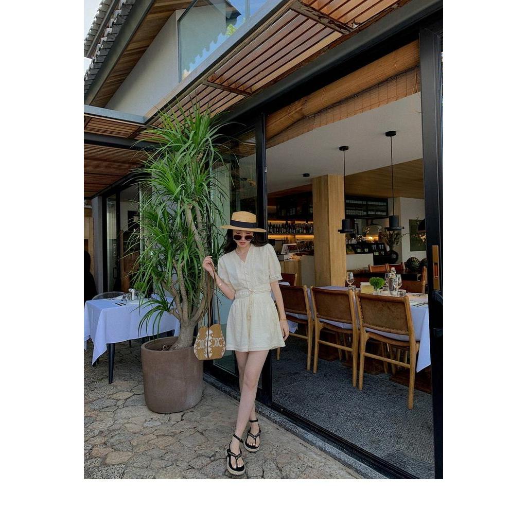 Bộ Áo Sơ Mi Ngắn Tay Thêu Họa Tiết + Quần Short Xinh Xắn Dành Cho Nữ 61906