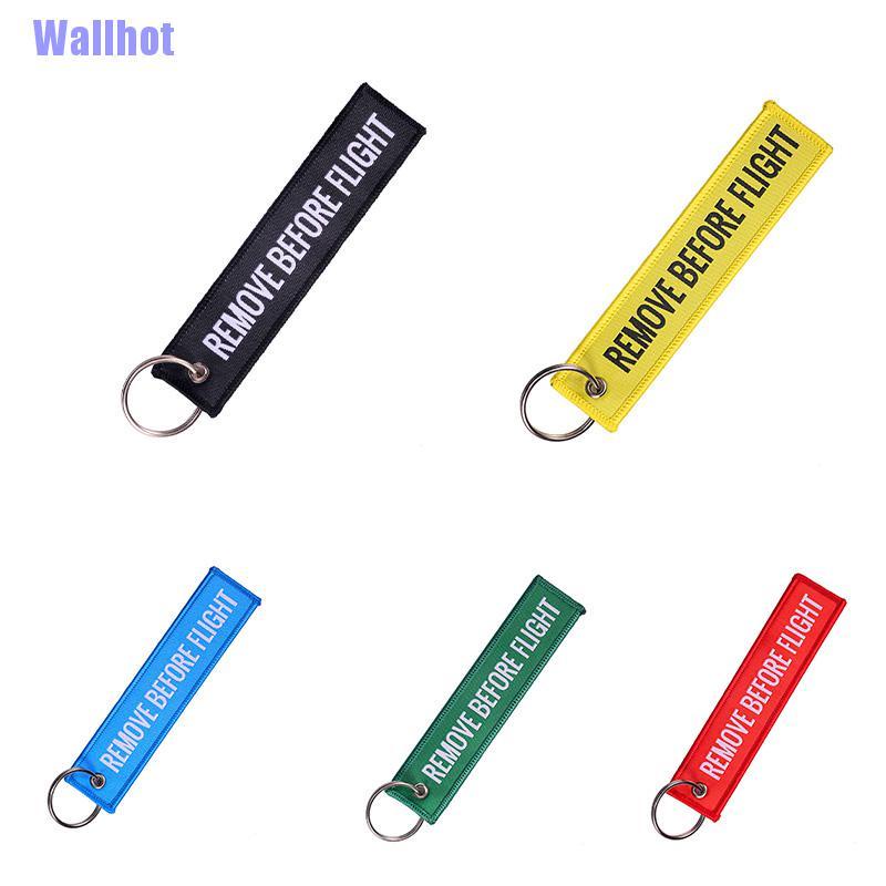 Móc khóa dải dây thêu chữ Remove Before Flight kích thước 13x3cm thời trang