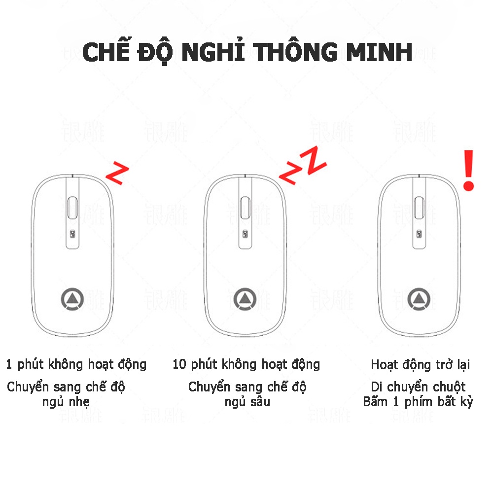 Chuột máy tính không dây dùng sạc pin thông minh với 3 chế độ chỉnh độ nhạy A8