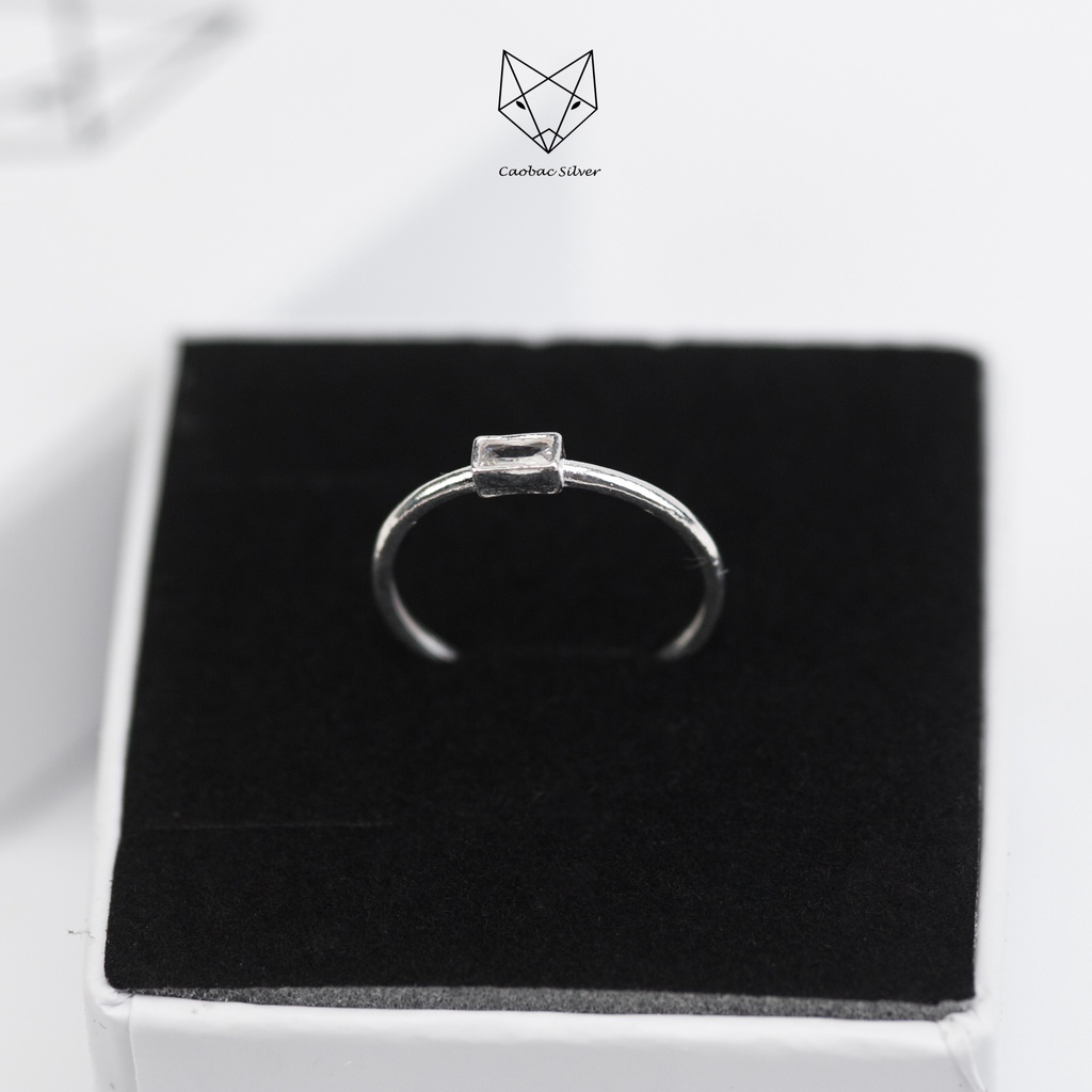Nhẫn Bạc Ta S925 Cao Cấp CaoBac Silver Đính Đá Hình CHữ Nhật 4 Chấu Sáng Lấp Lánh Đơn Giản Thanh Lịch Dành Tặng Bạn Nữ