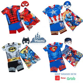 Bộ quần áo siêu nhân người nhện cho bé 2-10 tuổi, 12-28kg, chất thun lạnh 3d cao cấp kèm áo choàng mặt nạ