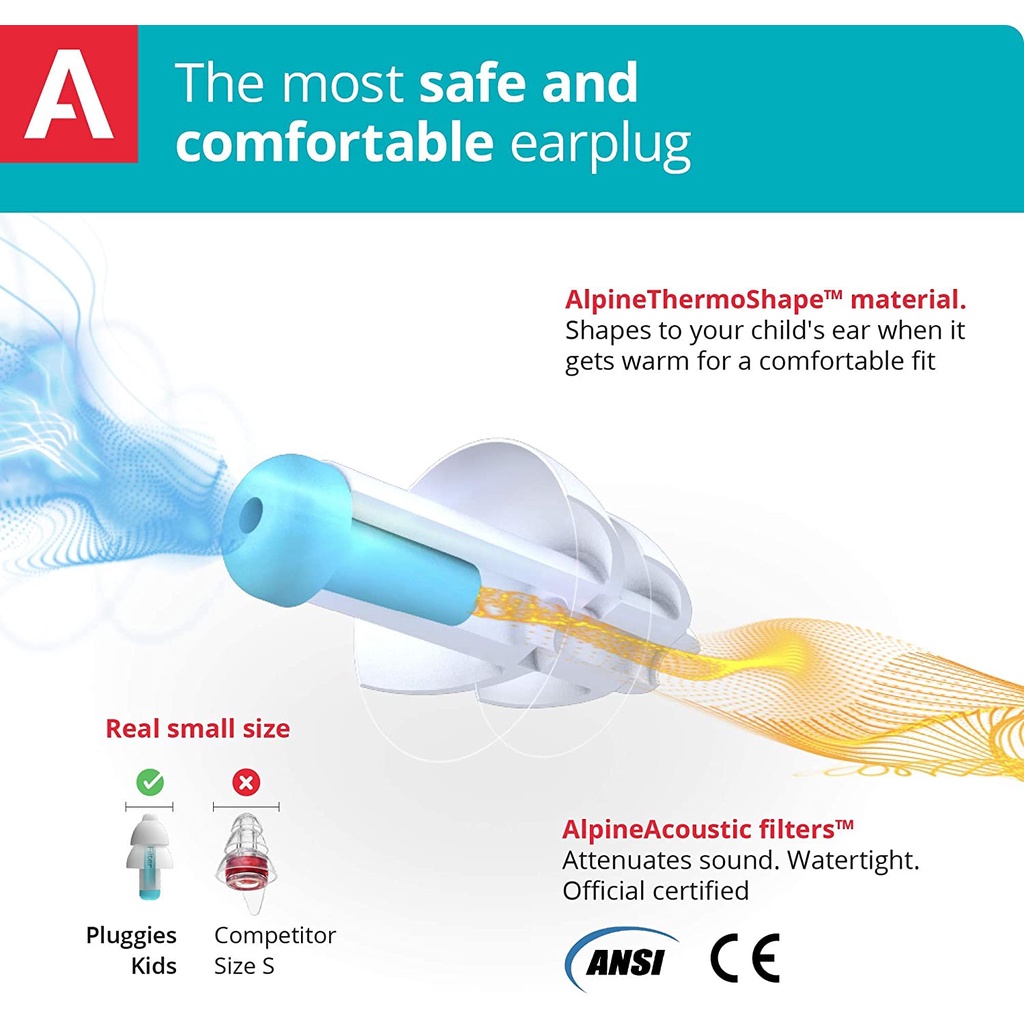 Nút bịt tai chống ồn Alpine Pluggies Kids cho trẻ em - Nhập Khẩu Hà Lan